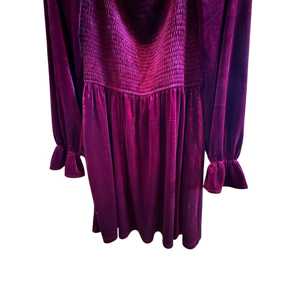 NWT Cupshe Sweet Sangria Red Velvet Mini Dress Size Large Smocked Bodice Holiday - Picture 5 of 14